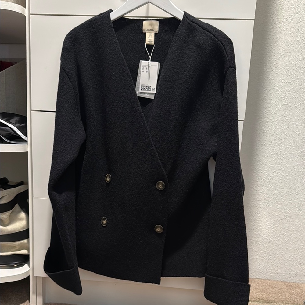 Women's Black Double-Breasted Jacket